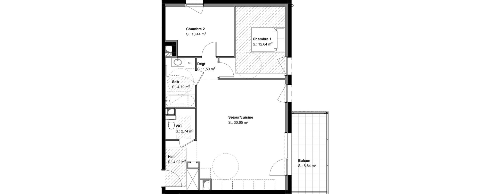 Appartement T3 de 67,68 m2 &agrave; Habsheim Centre
