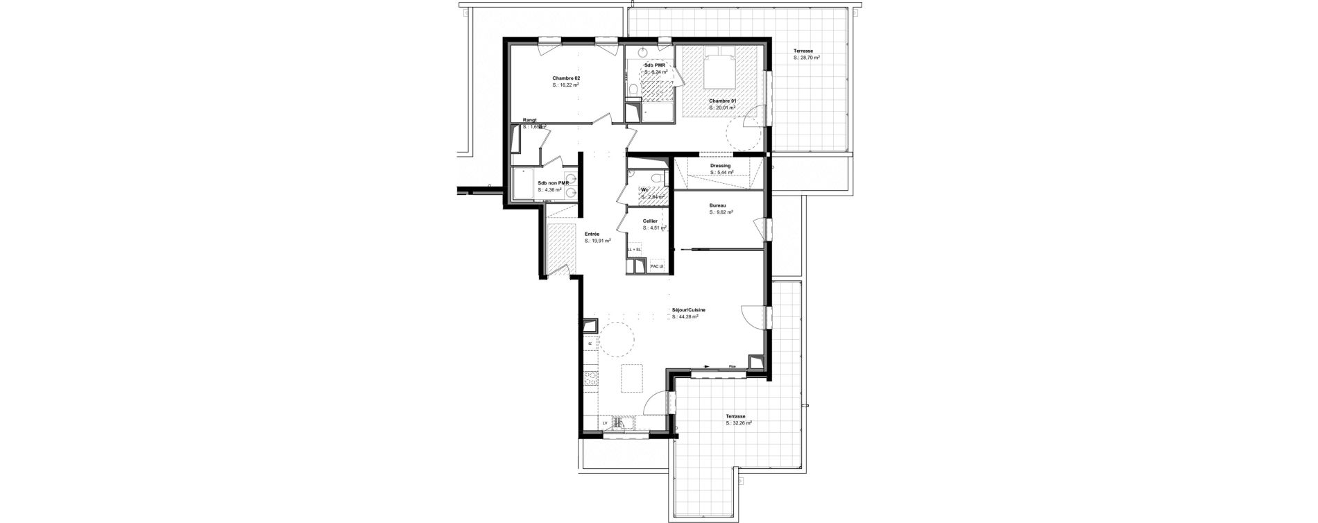 Appartement T4 de 134,88 m2 &agrave; H&eacute;singue Centre