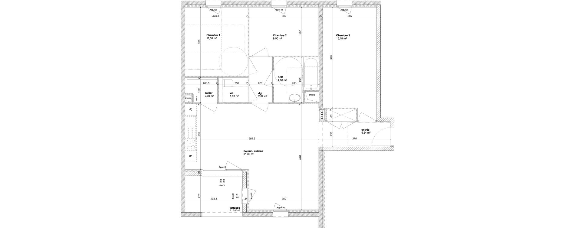 Appartement T4 de 84,27 m2 &agrave; Huningue Centre