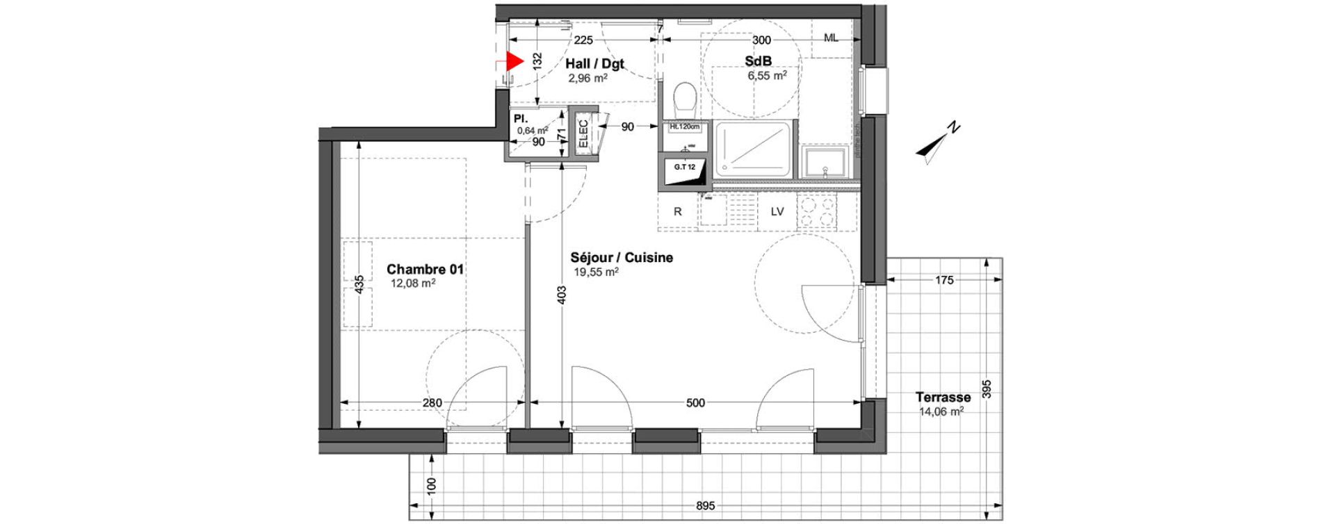 Appartement T2 de 41,78 m2 &agrave; Huningue Centre