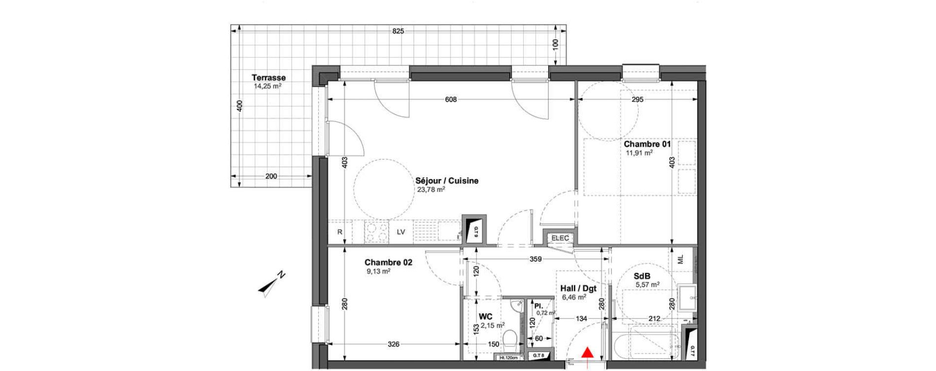 Appartement T3 de 59,72 m2 &agrave; Huningue Centre