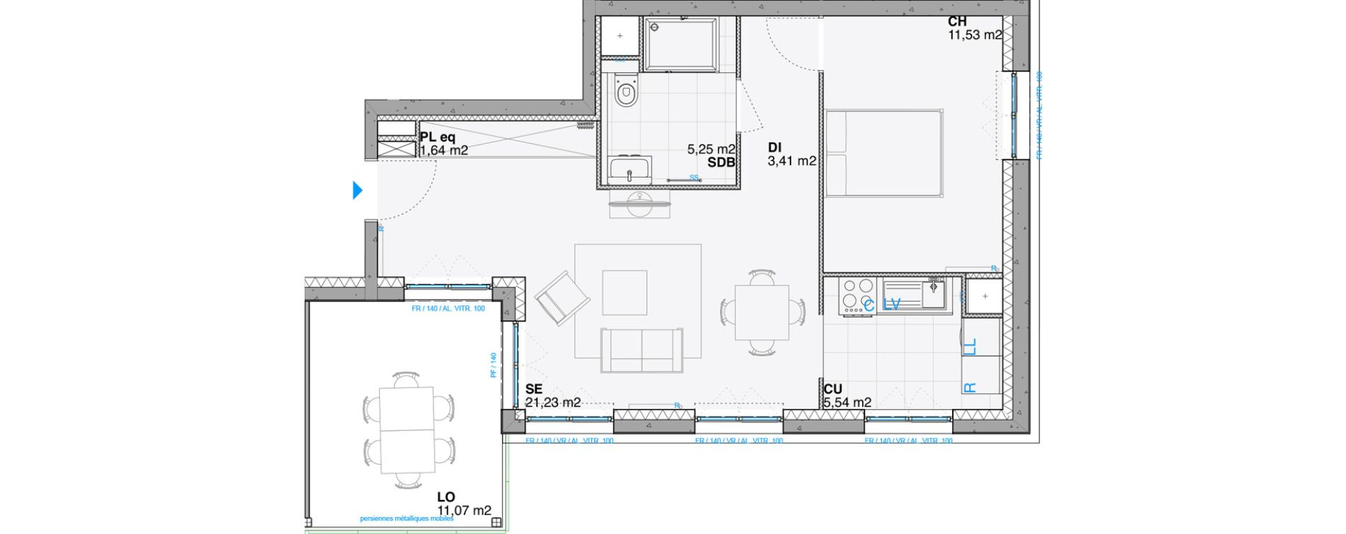 Appartement T2 de 48,60 m2 &agrave; Huningue Centre