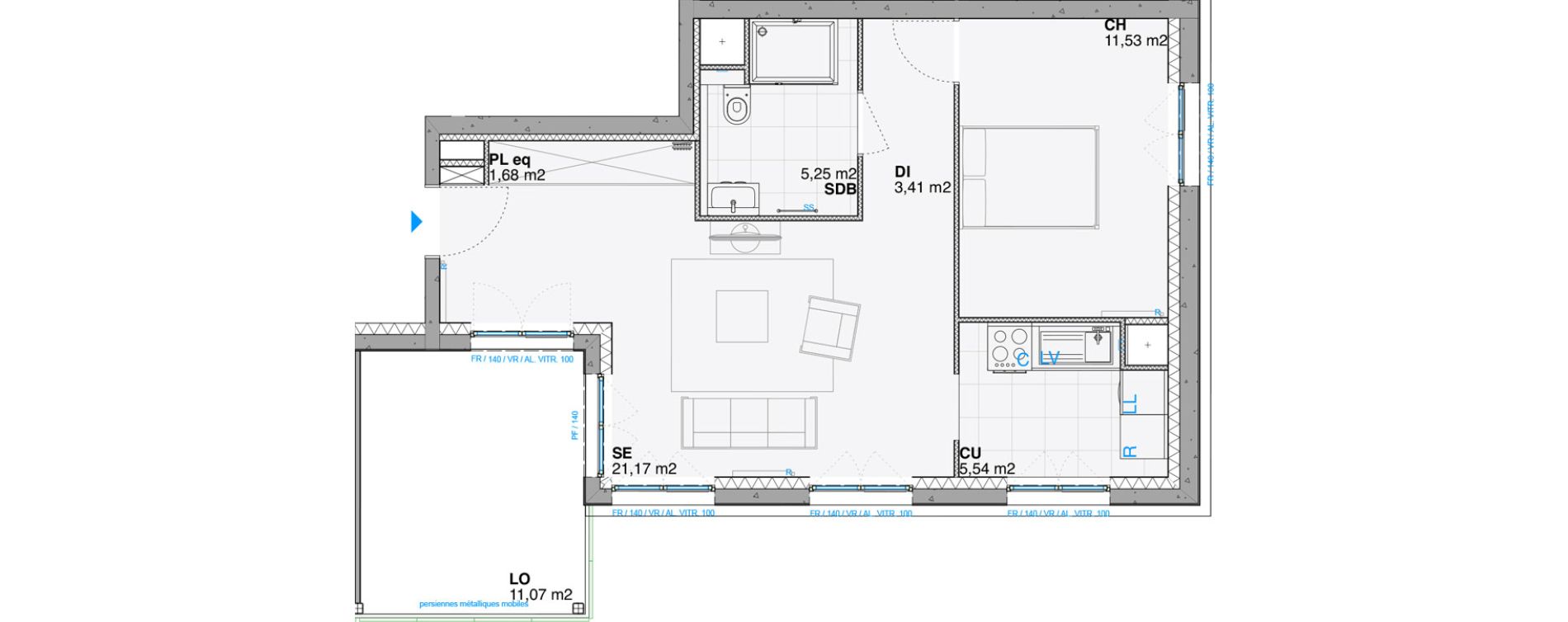 Appartement T2 de 48,58 m2 &agrave; Huningue Centre