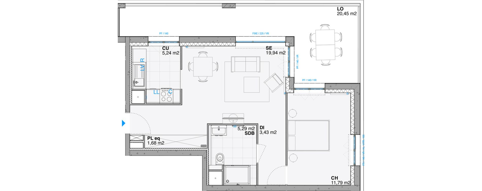 Appartement T2 de 47,37 m2 &agrave; Huningue Centre