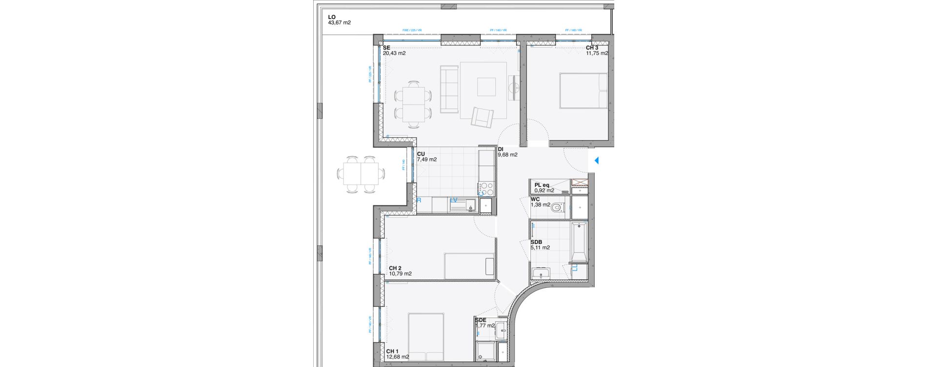 Appartement T4 de 82,00 m2 &agrave; Huningue Centre