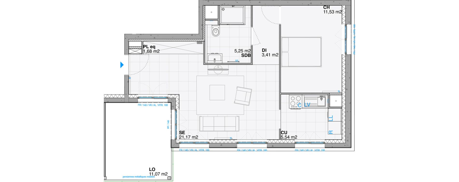 Appartement T2 de 48,58 m2 &agrave; Huningue Centre