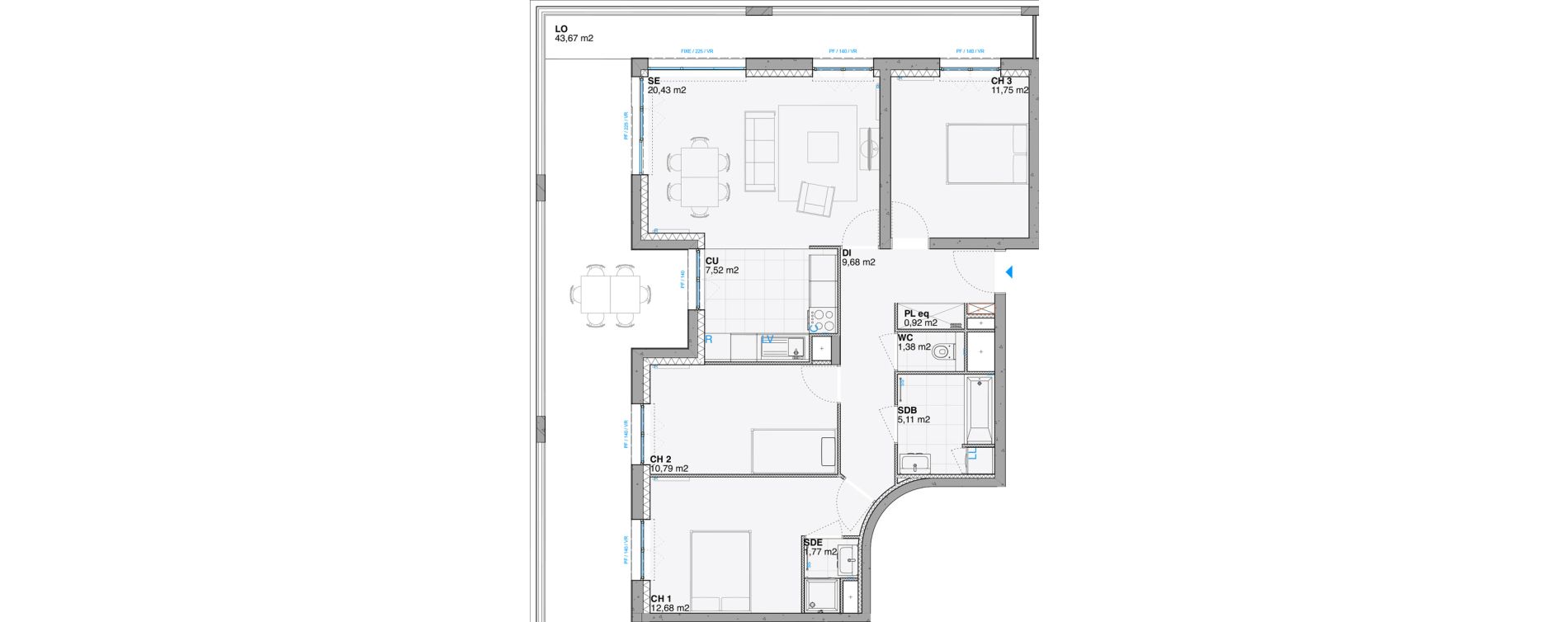 Appartement T4 de 82,03 m2 &agrave; Huningue Centre