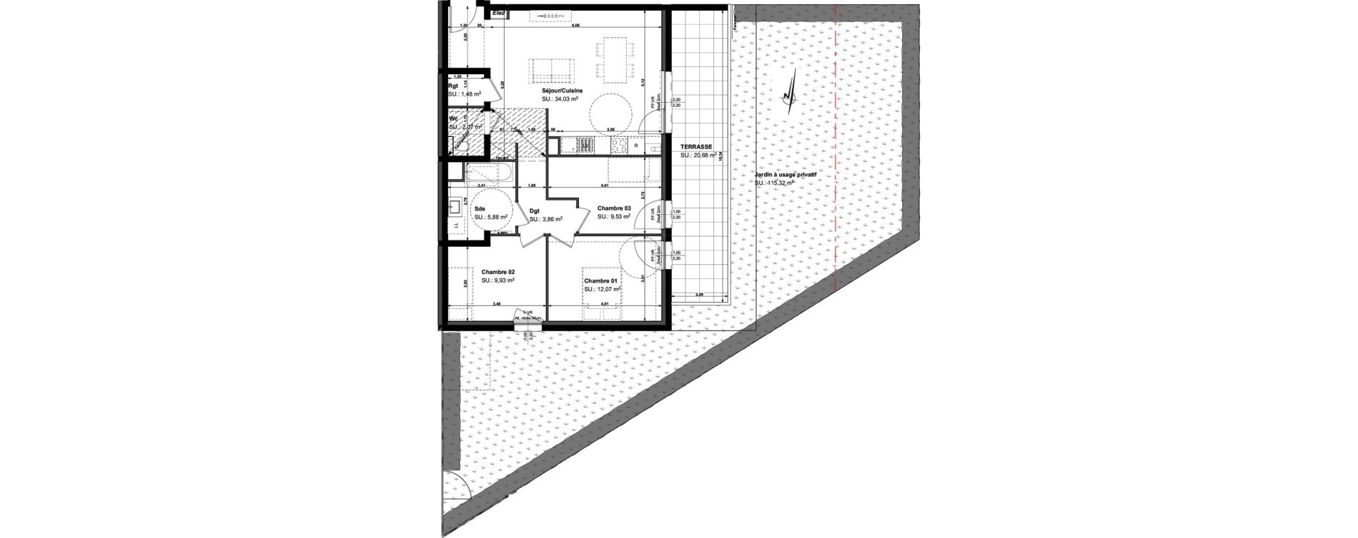 Appartement T4 de 78,85 m2 &agrave; Kingersheim Centre