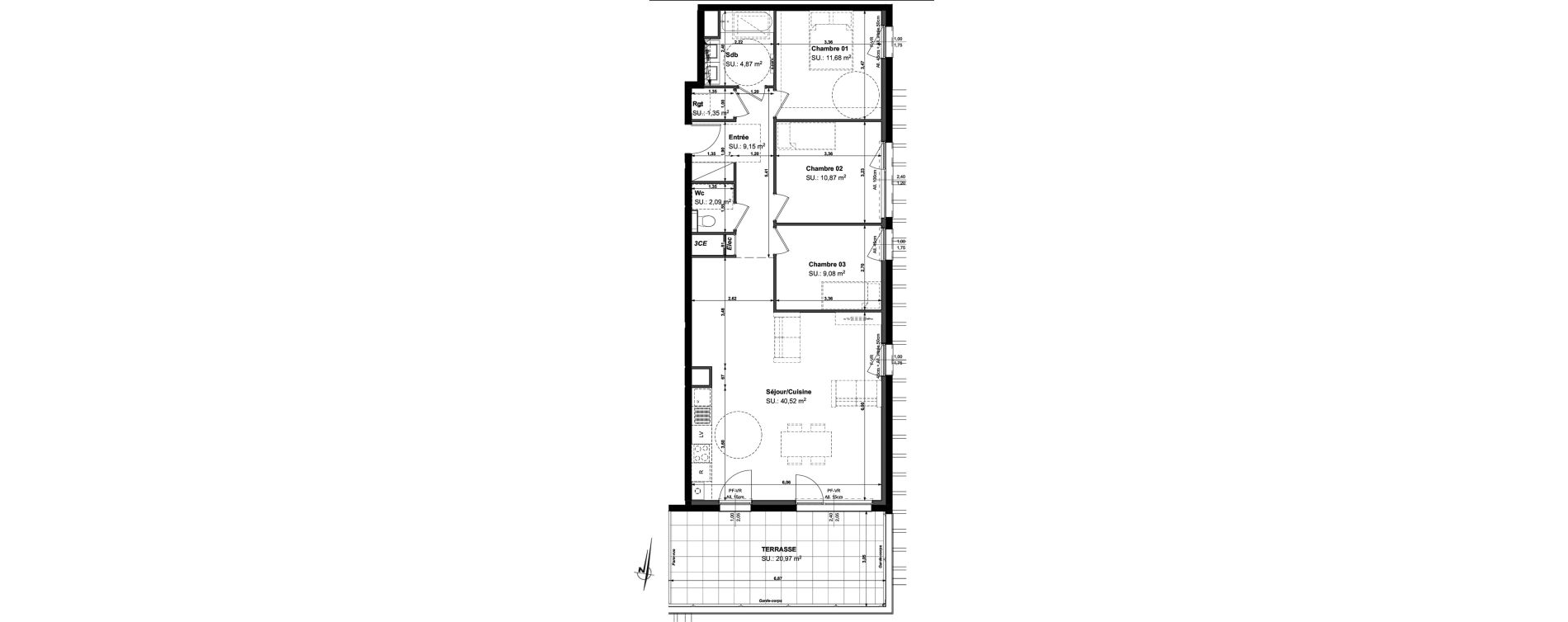 Appartement T4 de 89,61 m2 &agrave; Kingersheim Centre