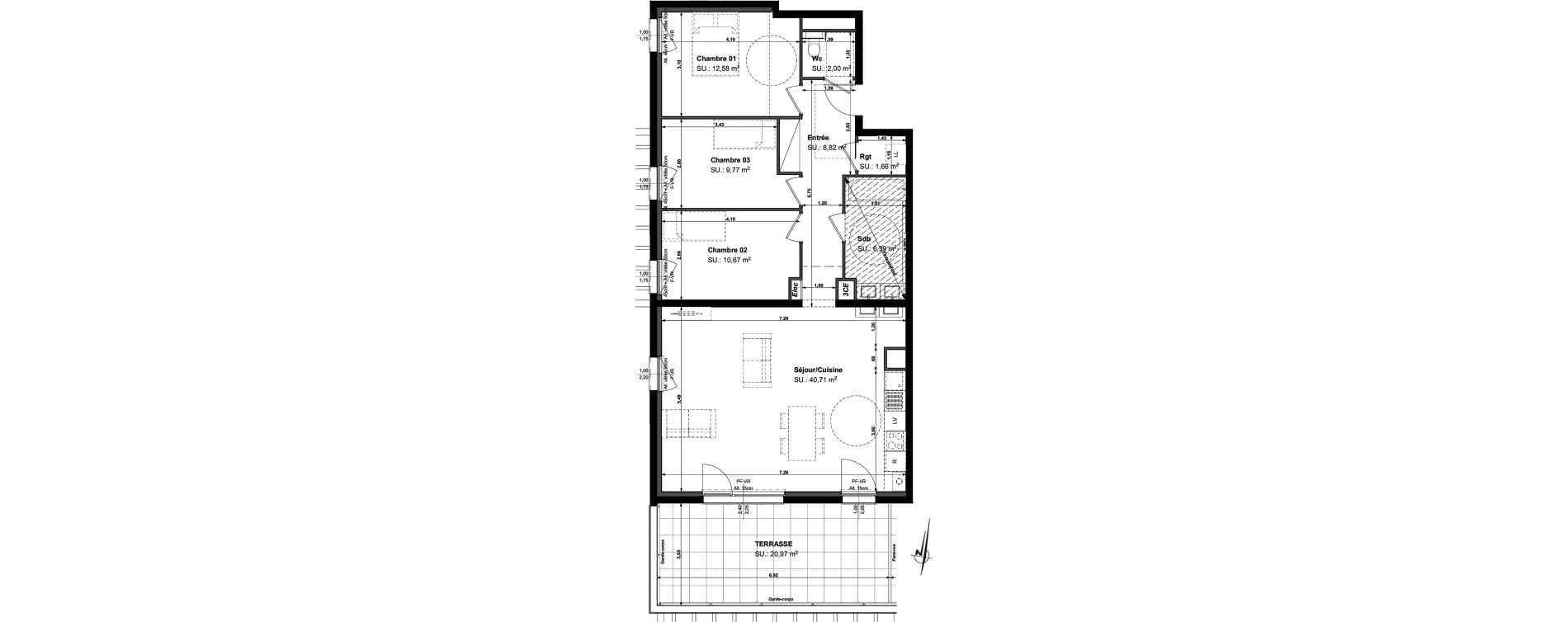 Appartement T4 de 92,60 m2 &agrave; Kingersheim Centre