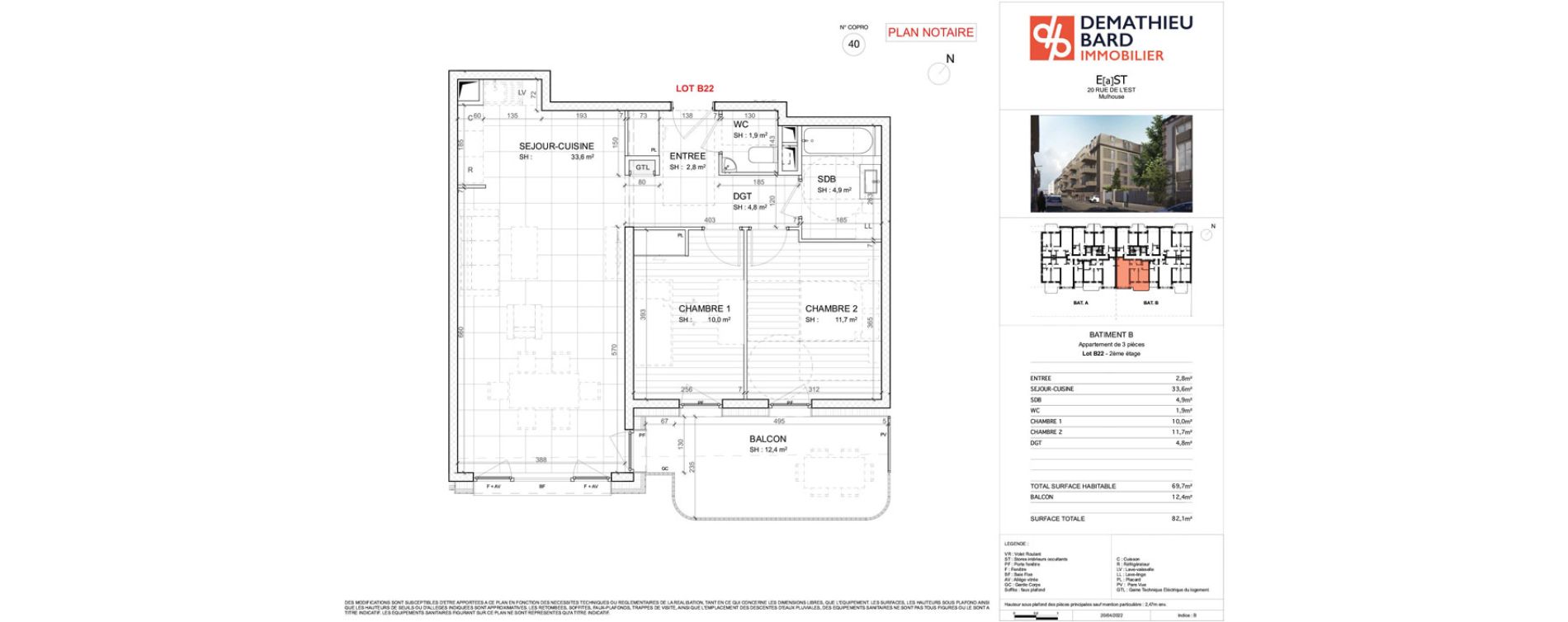 Appartement T3 de 69,70 m2 &agrave; Mulhouse Europe - bassin - nordfeld