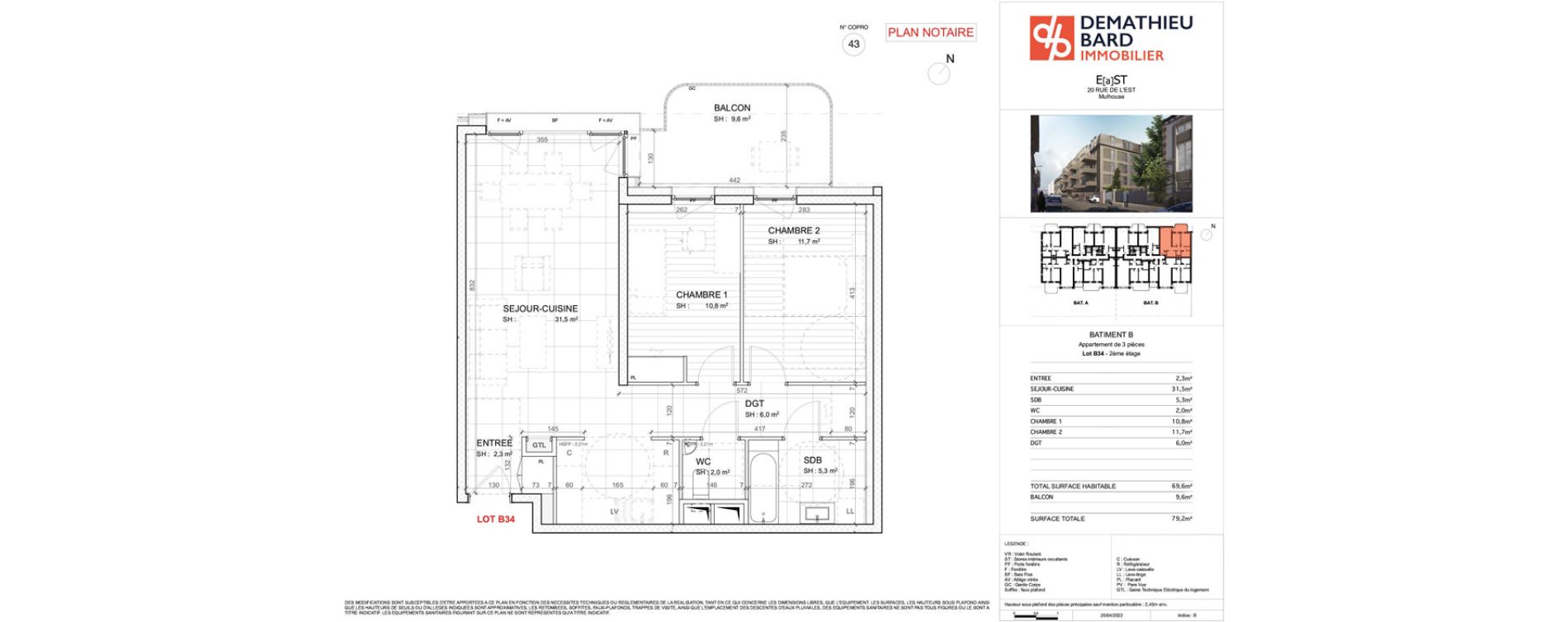 Appartement T3 de 69,60 m2 &agrave; Mulhouse Europe - bassin - nordfeld
