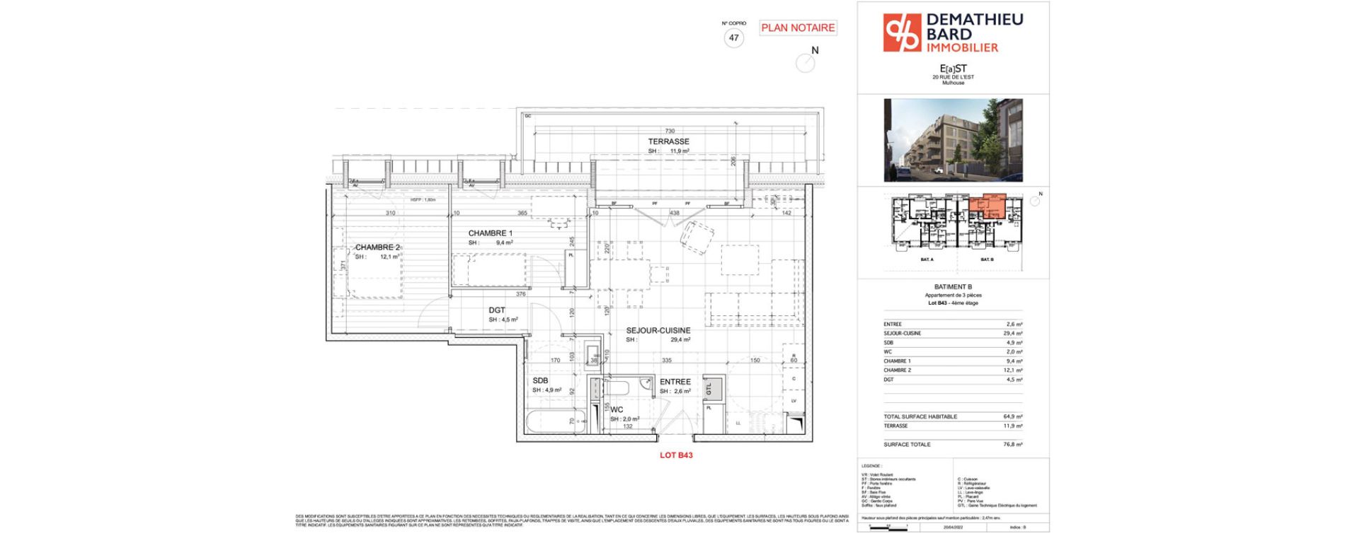Appartement T3 de 65,20 m2 &agrave; Mulhouse Europe - bassin - nordfeld