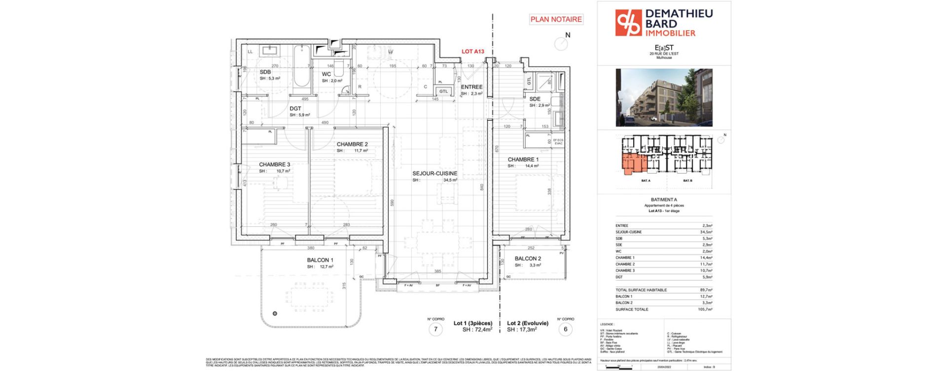 Appartement T4 de 89,70 m2 &agrave; Mulhouse Europe - bassin - nordfeld