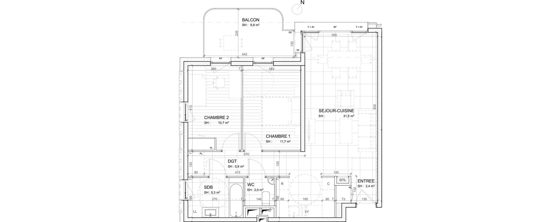 Appartement T3 de 69,50 m2 &agrave; Mulhouse Europe - bassin - nordfeld