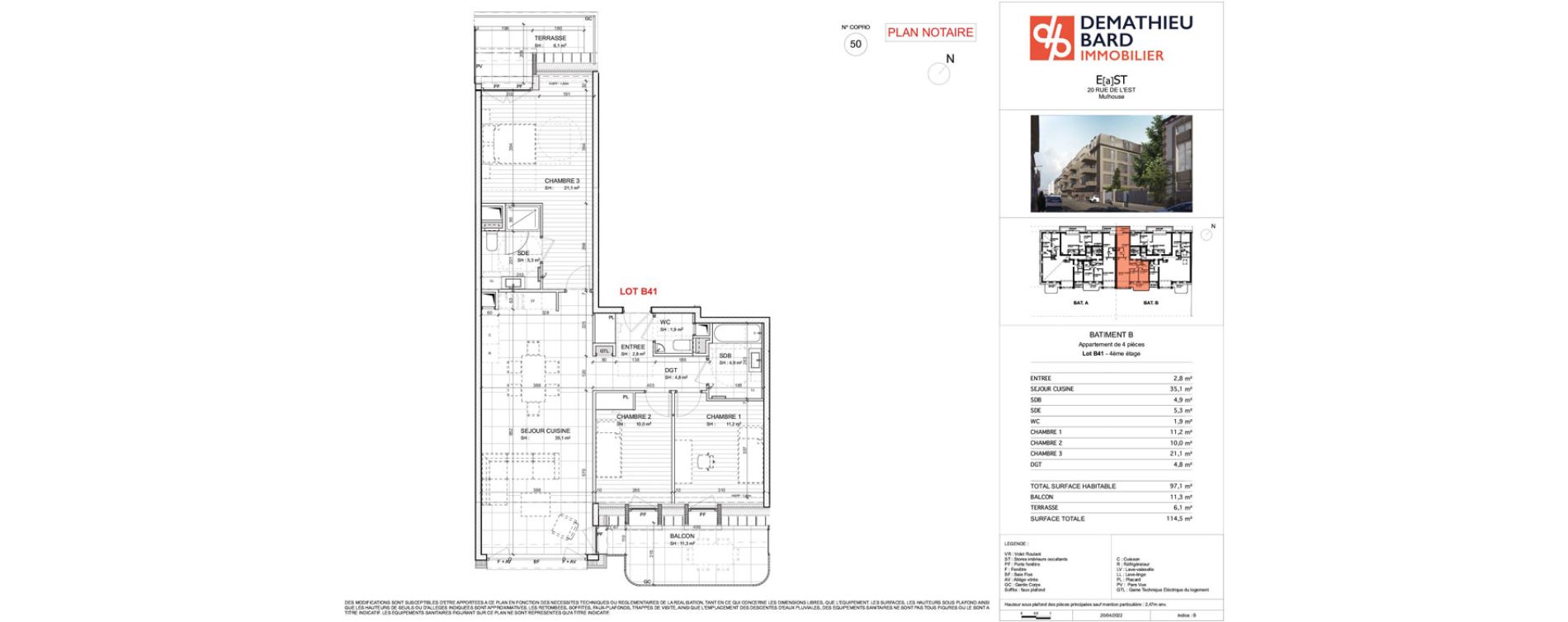 Appartement T4 de 97,60 m2 &agrave; Mulhouse Europe - bassin - nordfeld