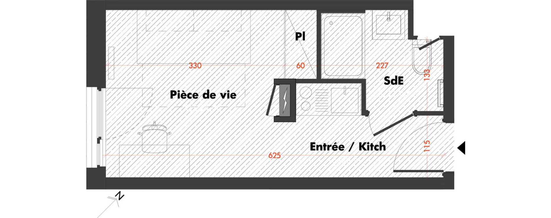Appartement T1 de 18,30 m2 &agrave; Mulhouse Fonderie