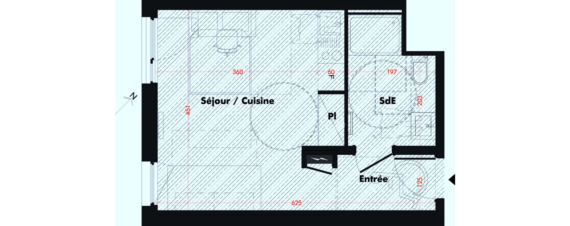 Appartement T1 de 26,18 m2 &agrave; Mulhouse Fonderie