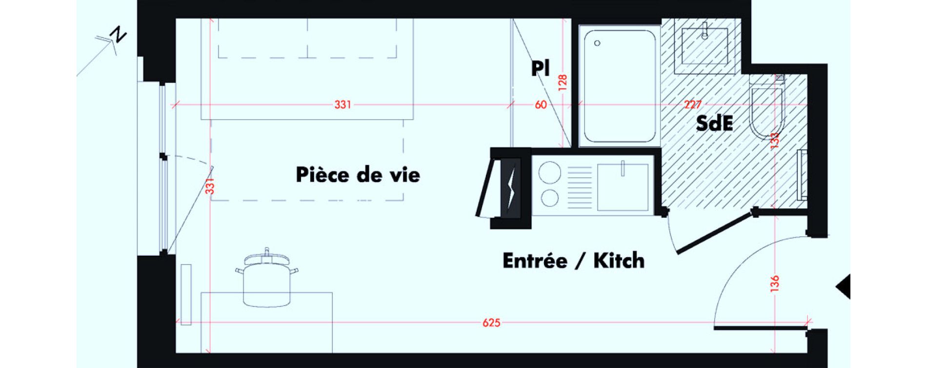 Appartement T1 de 19,60 m2 &agrave; Mulhouse Fonderie