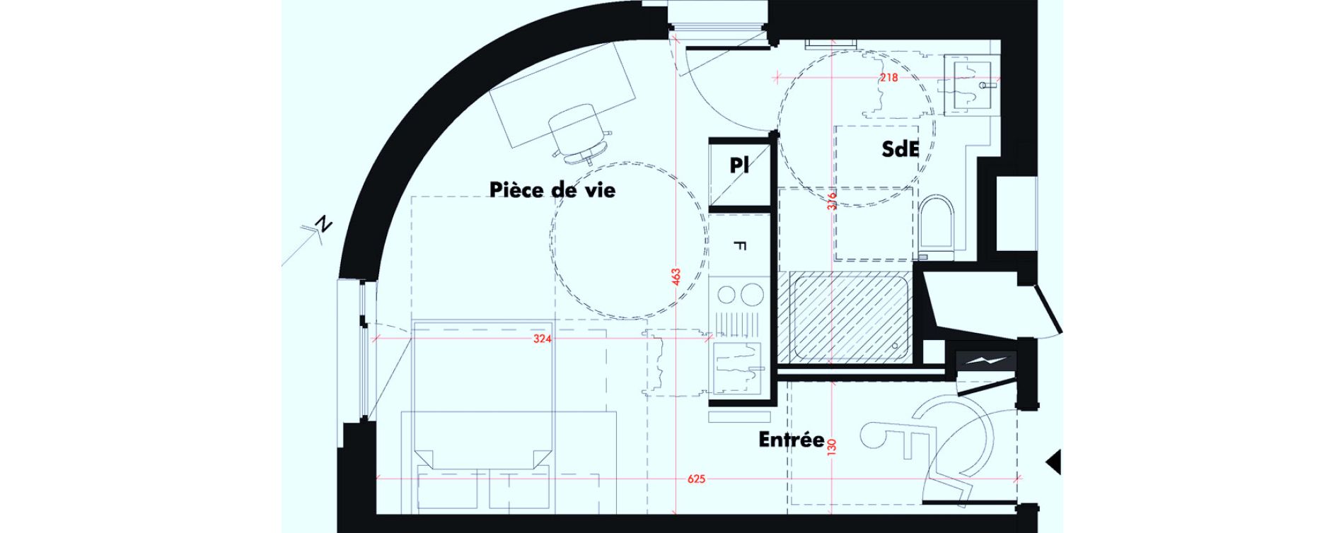 Appartement T1 de 25,09 m2 &agrave; Mulhouse Fonderie