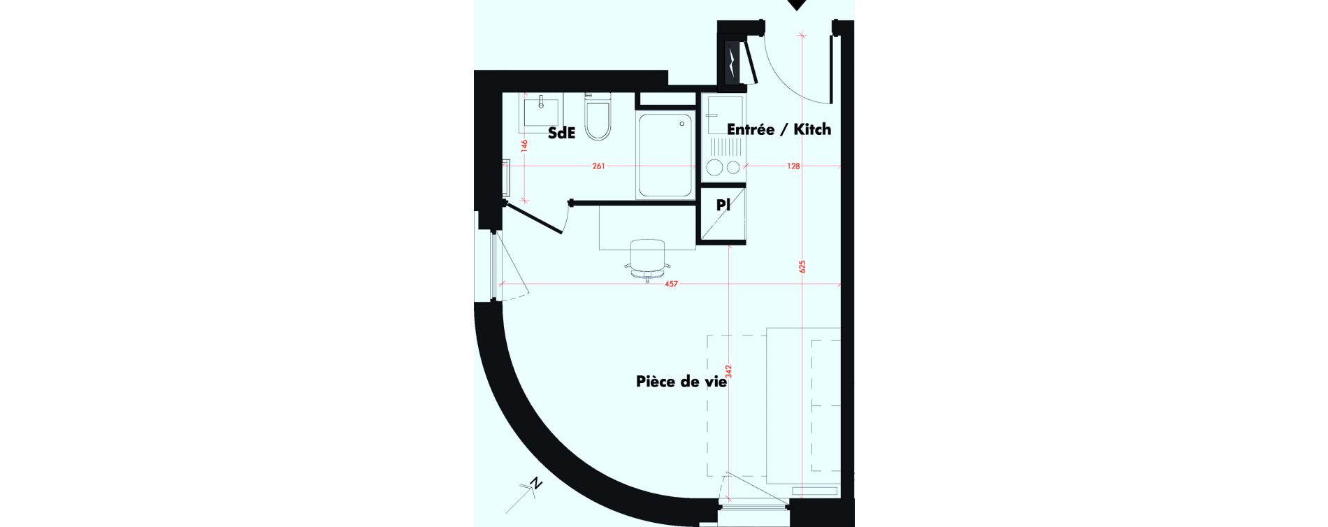 Appartement T1 de 23,91 m2 &agrave; Mulhouse Fonderie