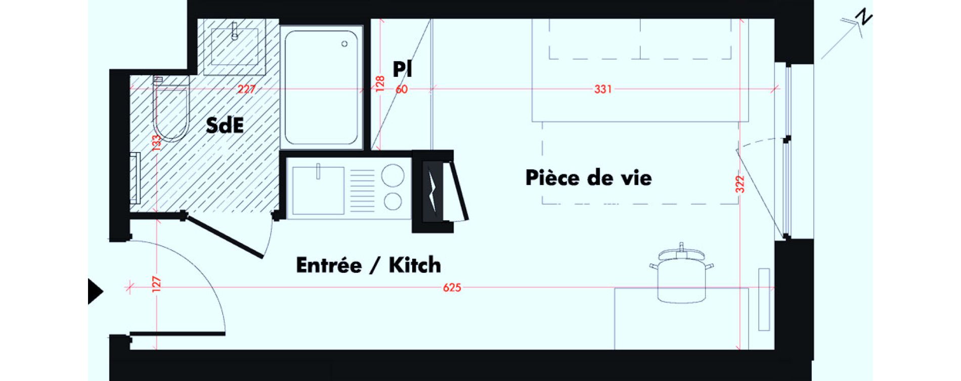 Appartement T1 de 19,04 m2 &agrave; Mulhouse Fonderie