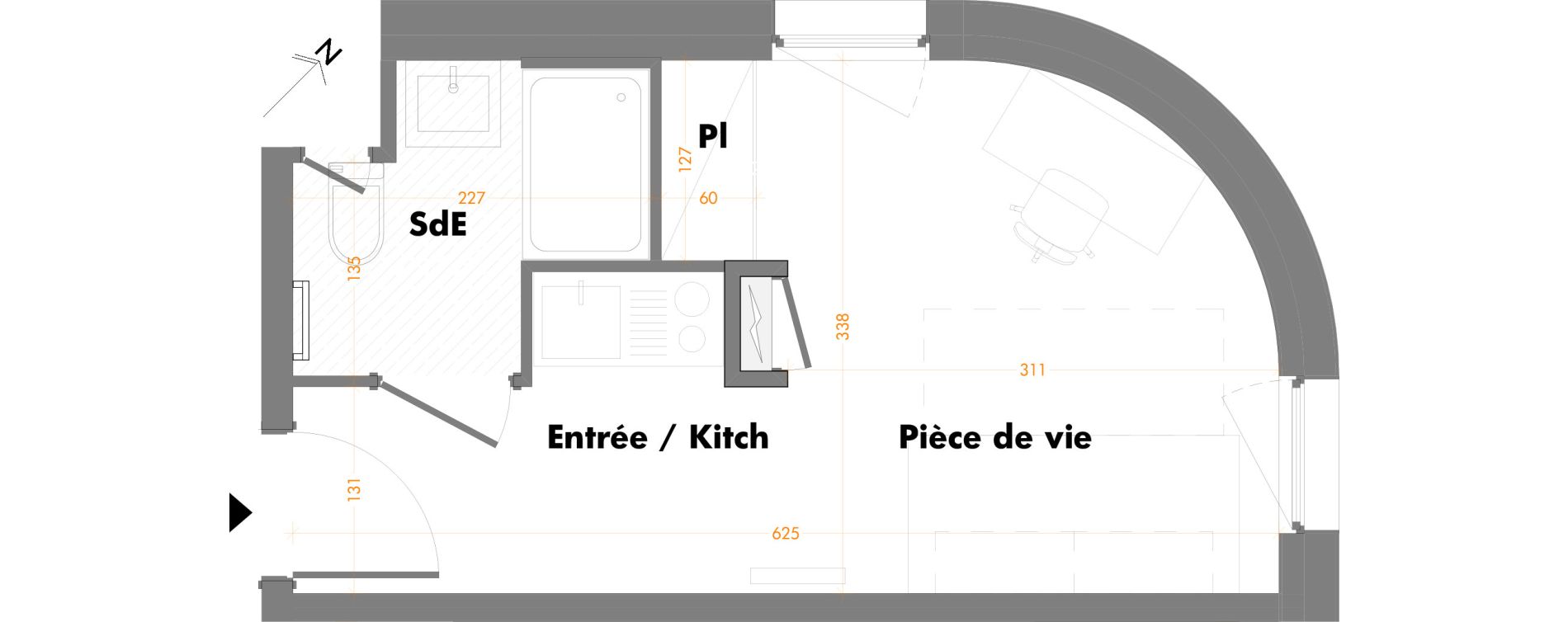 Appartement T1 de 19,10 m2 &agrave; Mulhouse Fonderie