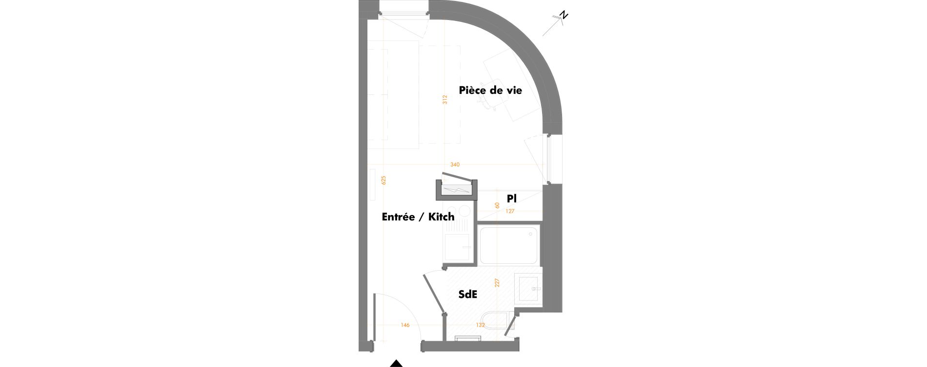 Appartement T1 de 19,33 m2 &agrave; Mulhouse Fonderie