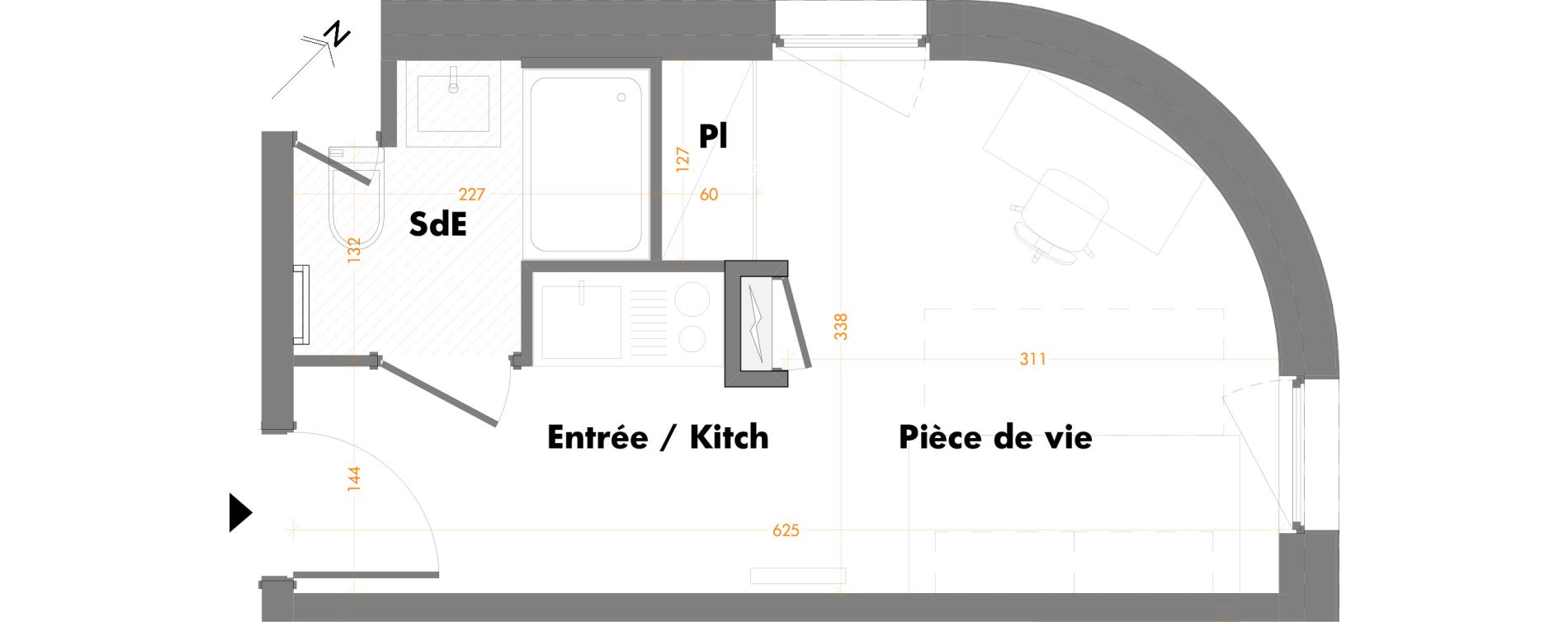 Appartement T1 de 19,17 m2 &agrave; Mulhouse Fonderie