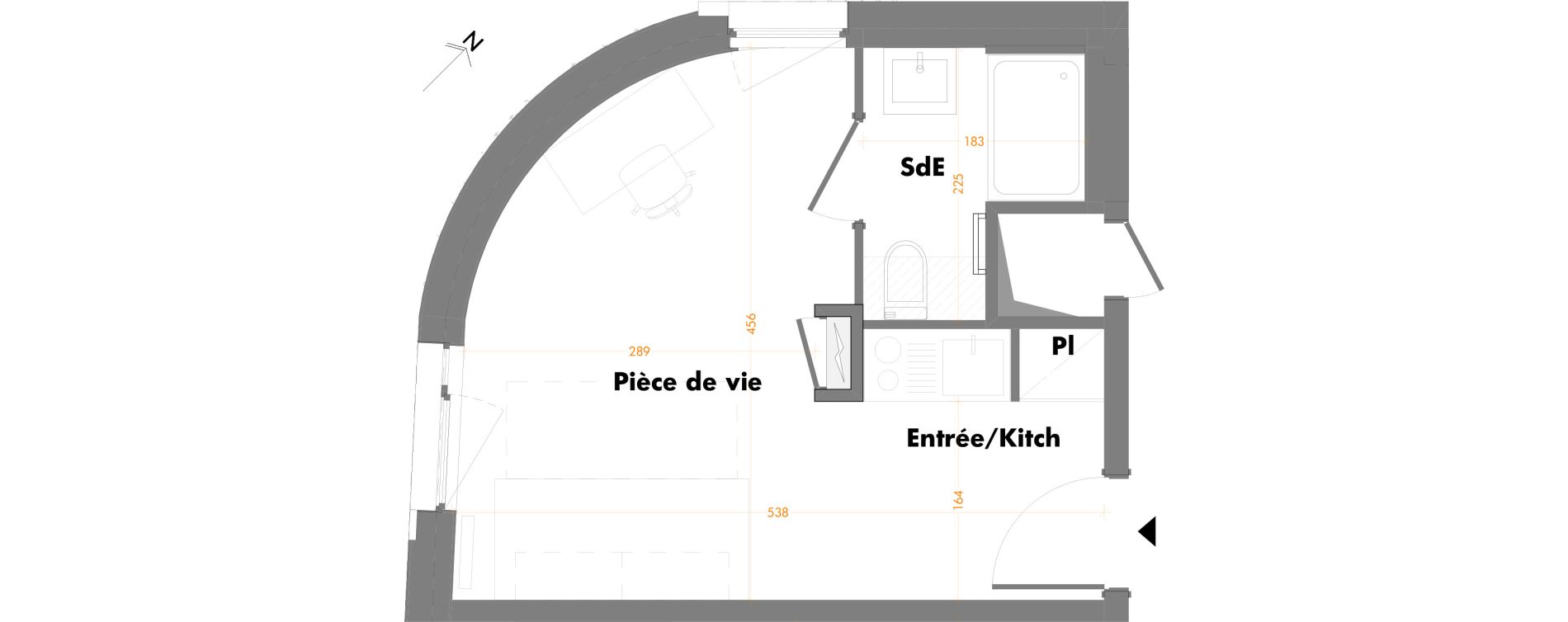 Appartement T1 de 20,85 m2 &agrave; Mulhouse Fonderie