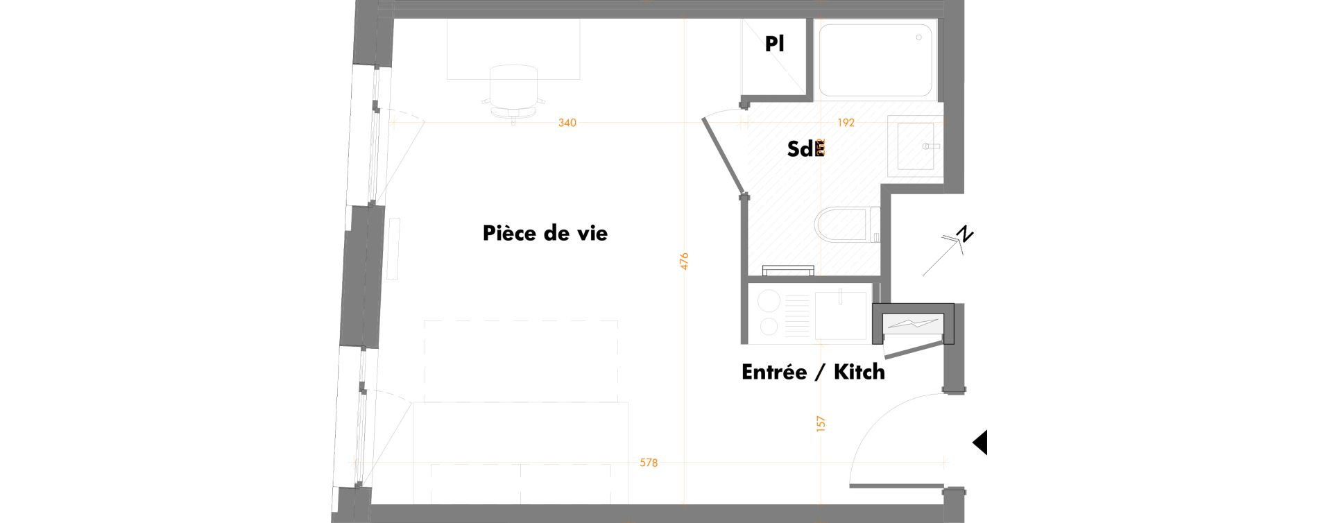 Appartement T1 de 24,73 m2 &agrave; Mulhouse Fonderie