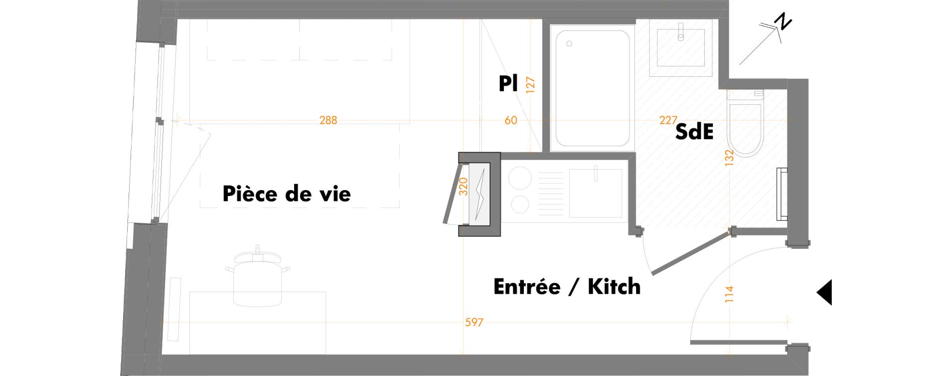 Appartement T1 de 17,67 m2 &agrave; Mulhouse Fonderie