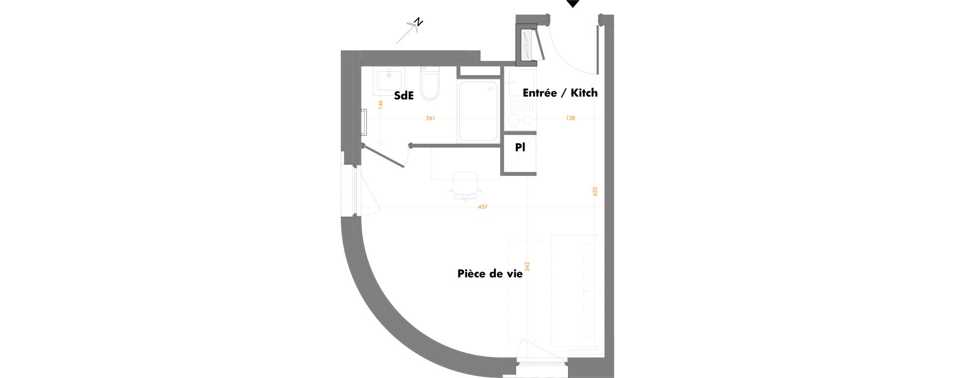 Appartement T1 de 23,91 m2 &agrave; Mulhouse Fonderie