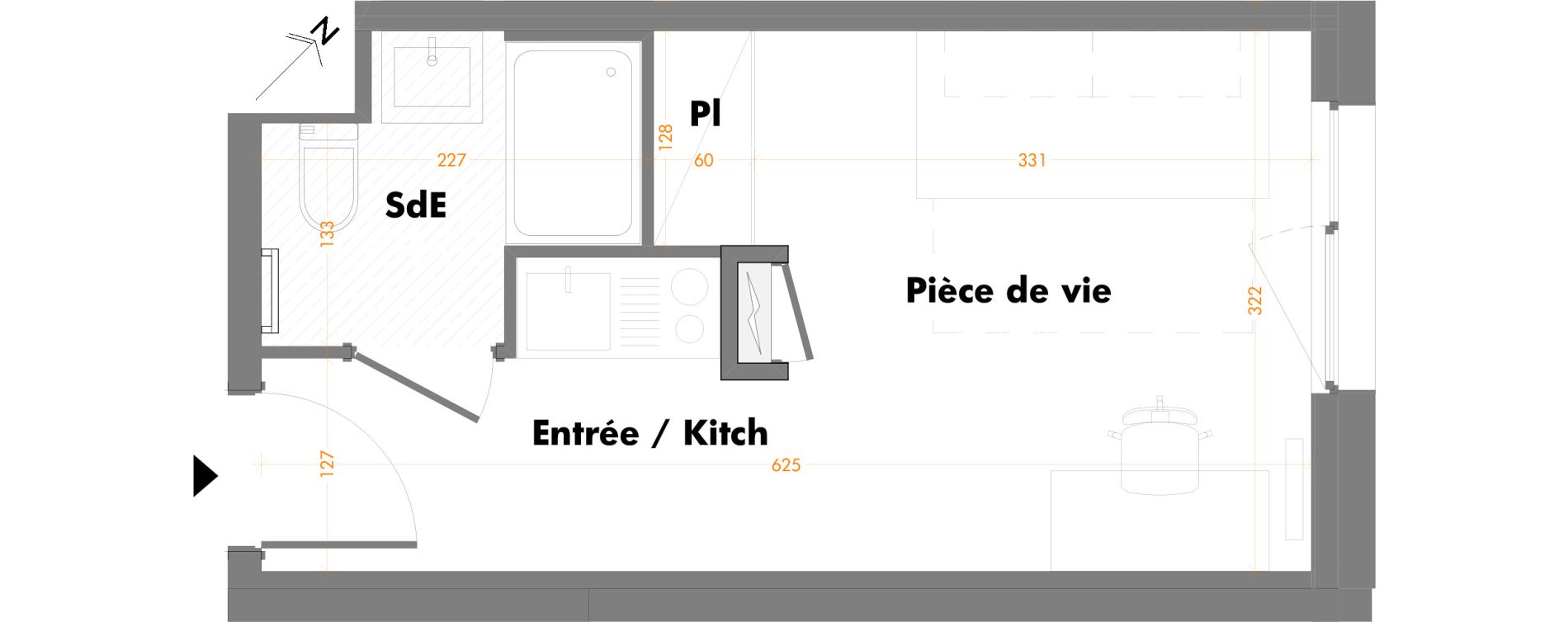 Appartement T1 de 19,04 m2 &agrave; Mulhouse Fonderie