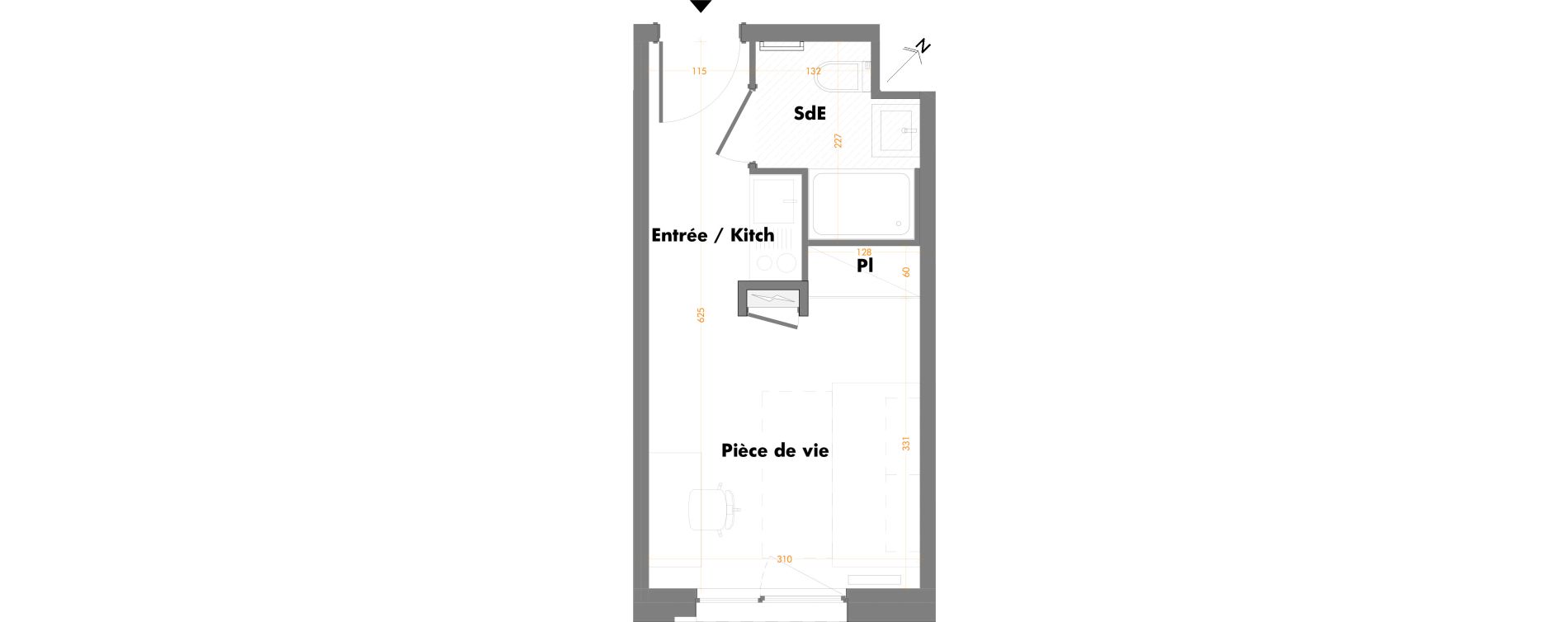 Appartement T1 de 18,28 m2 &agrave; Mulhouse Fonderie
