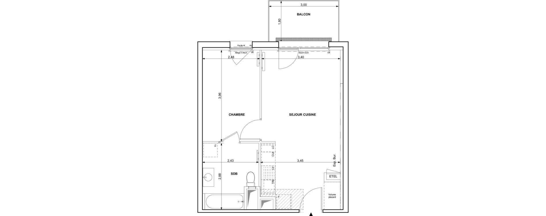 Appartement T2 de 39,18 m2 &agrave; Mulhouse Doller