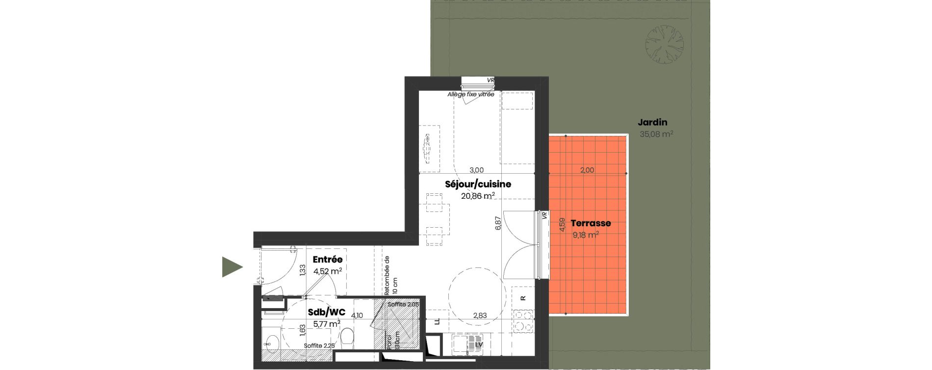 Appartement T1 de 31,15 m2 &agrave; Mulhouse Doller