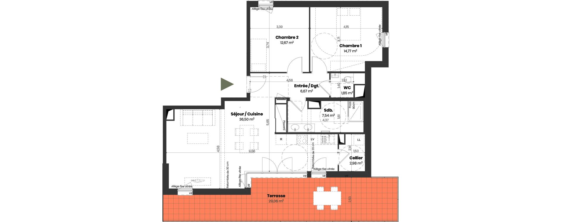 Appartement T4 de 82,98 m2 &agrave; Mulhouse Doller