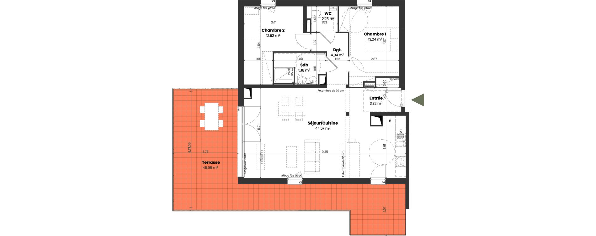 Appartement T4 de 85,93 m2 &agrave; Mulhouse Doller