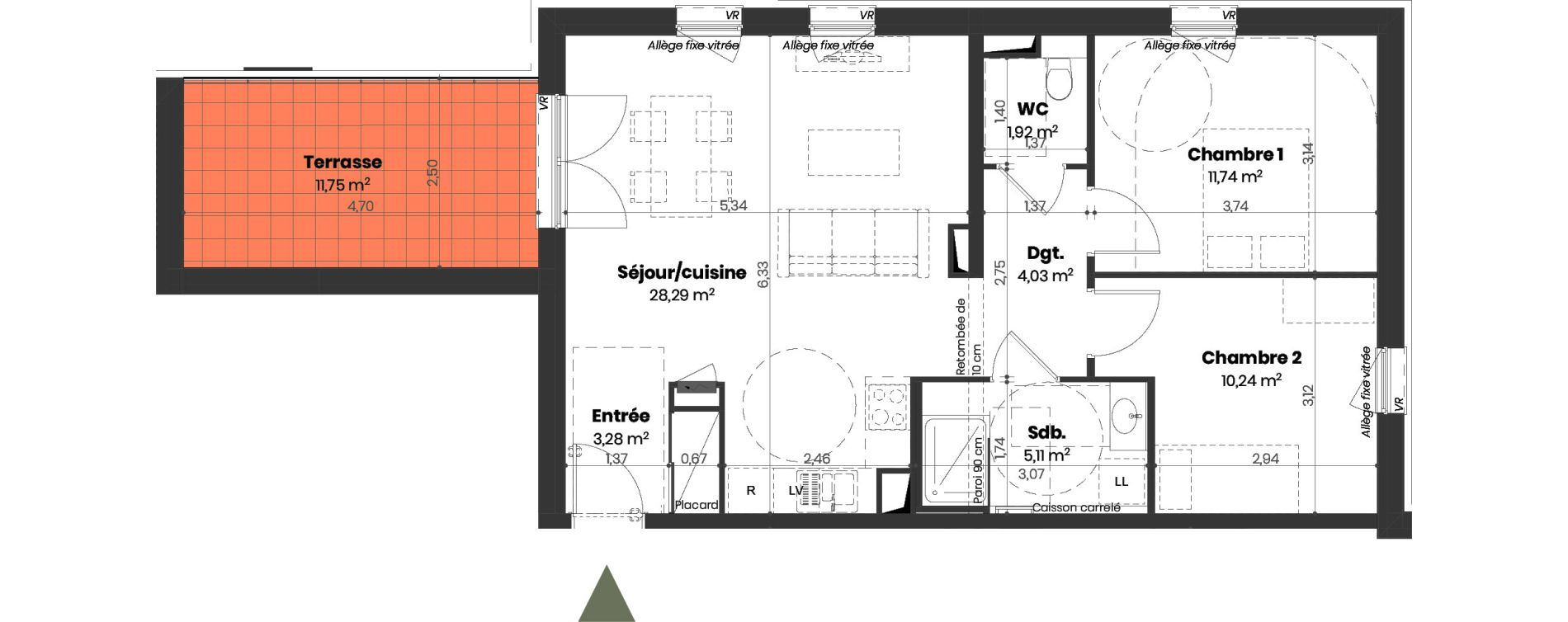 Appartement T3 de 64,61 m2 &agrave; Mulhouse Doller