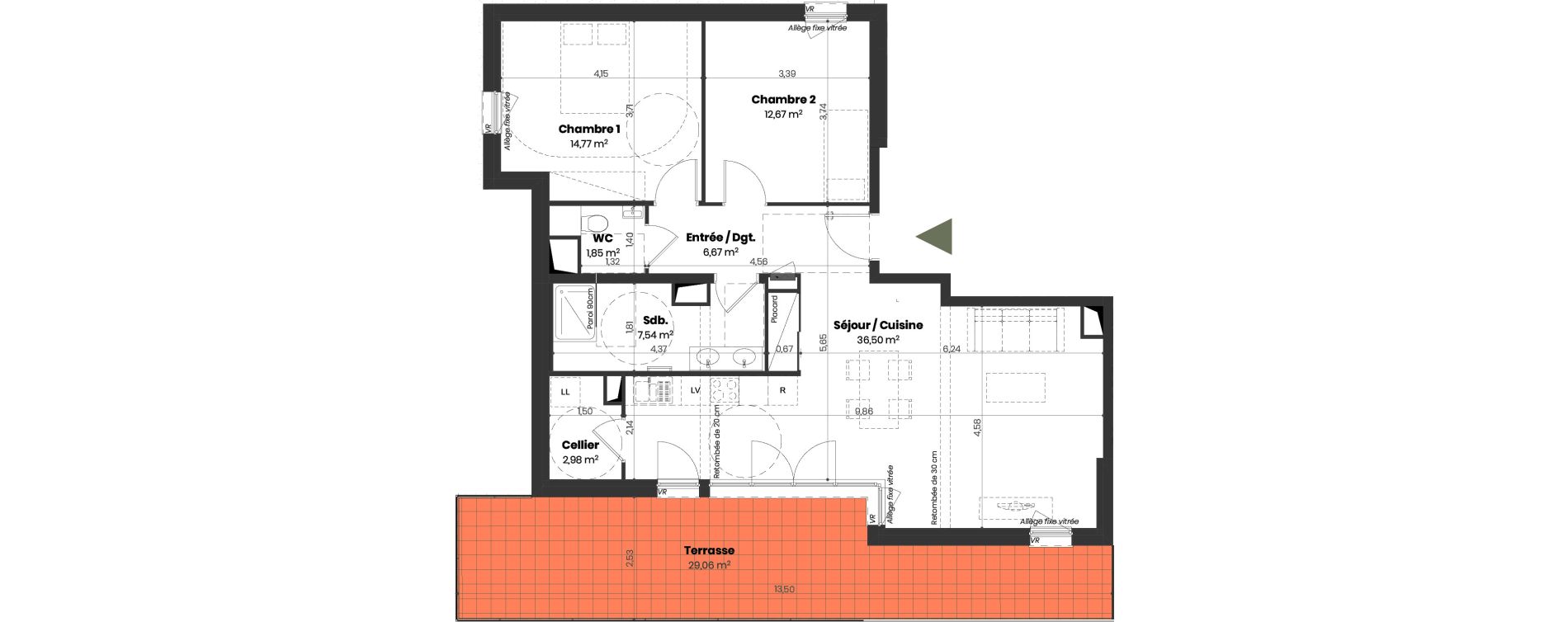 Appartement T4 de 83,98 m2 &agrave; Mulhouse Doller