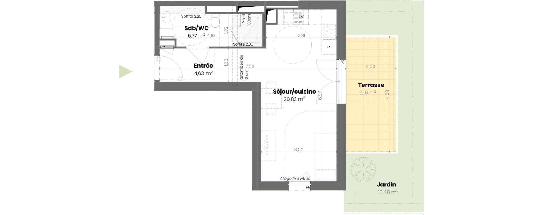 Appartement T1 de 31,22 m2 &agrave; Mulhouse Doller