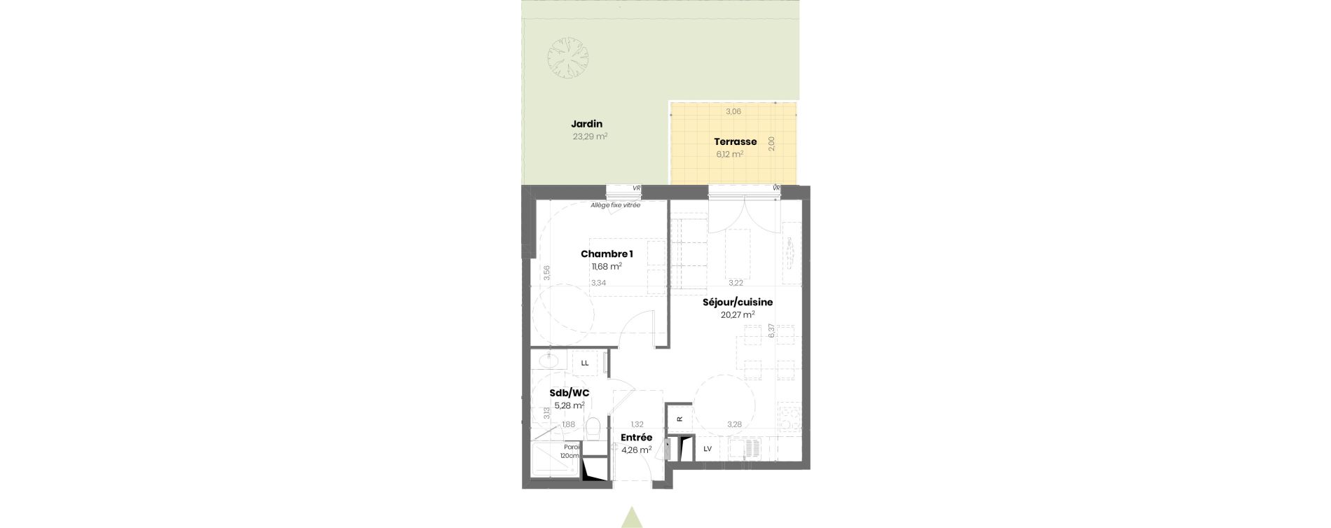 Appartement T2 de 41,49 m2 &agrave; Mulhouse Doller