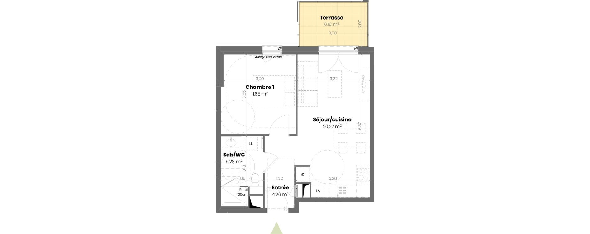Appartement T2 de 41,49 m2 &agrave; Mulhouse Doller