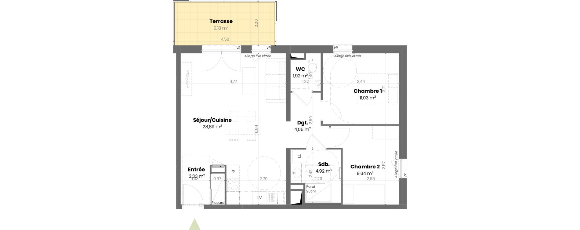 Appartement T3 de 63,78 m2 &agrave; Mulhouse Doller
