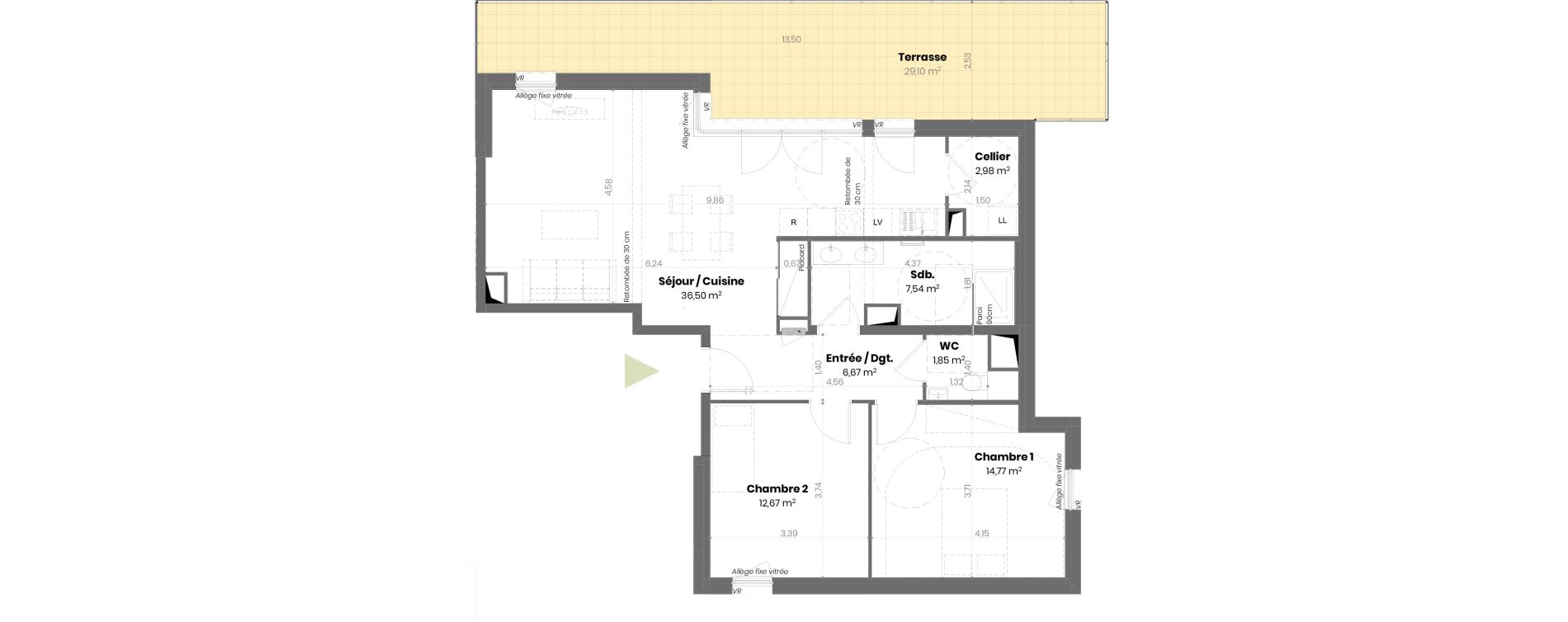 Appartement T4 de 82,98 m2 &agrave; Mulhouse Doller