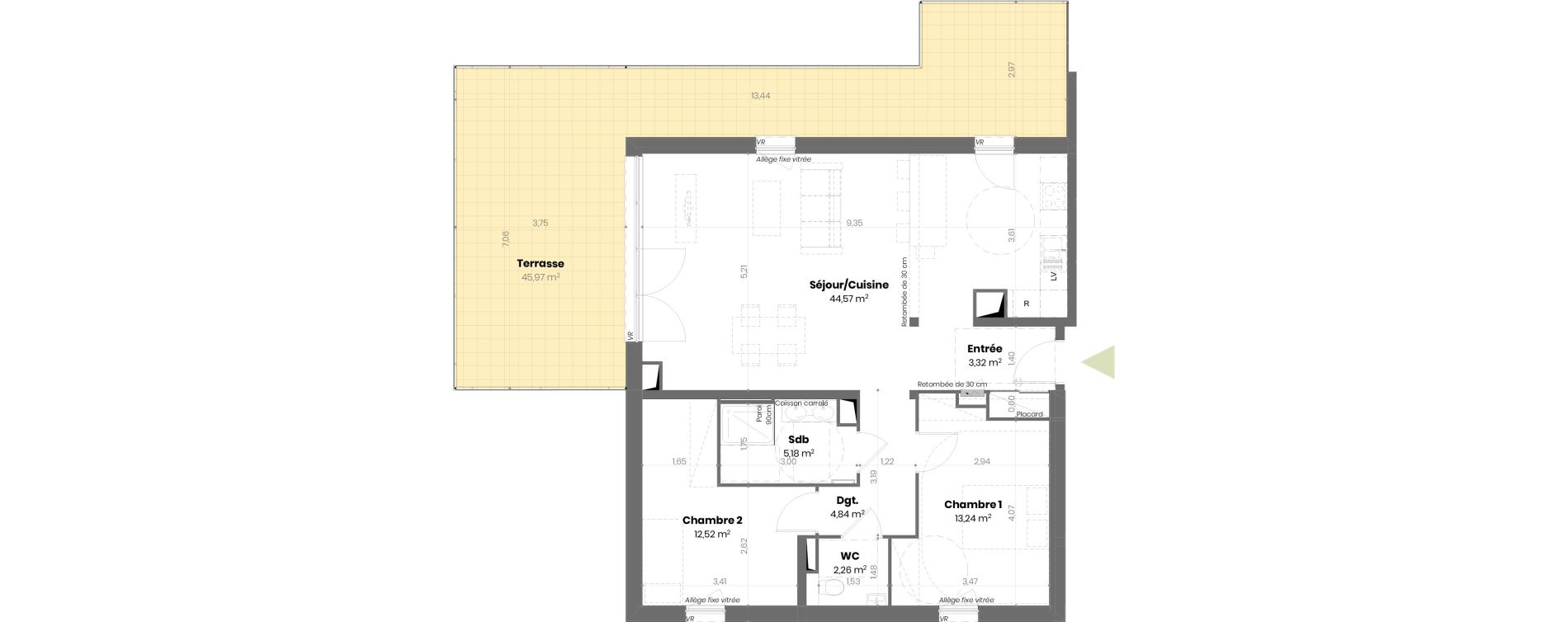 Appartement T4 de 88,93 m2 &agrave; Mulhouse Doller