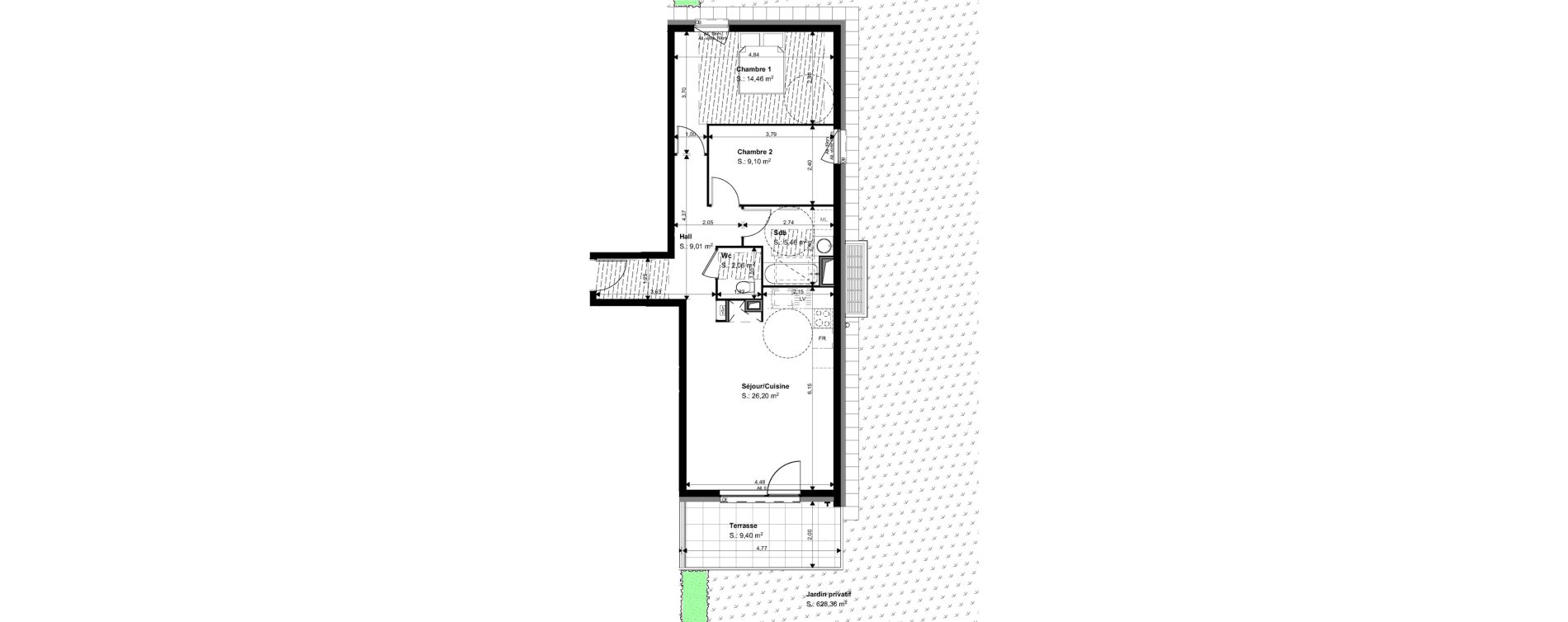 Appartement T3 de 66,29 m2 &agrave; Mulhouse Drouot - barban&egrave;gre