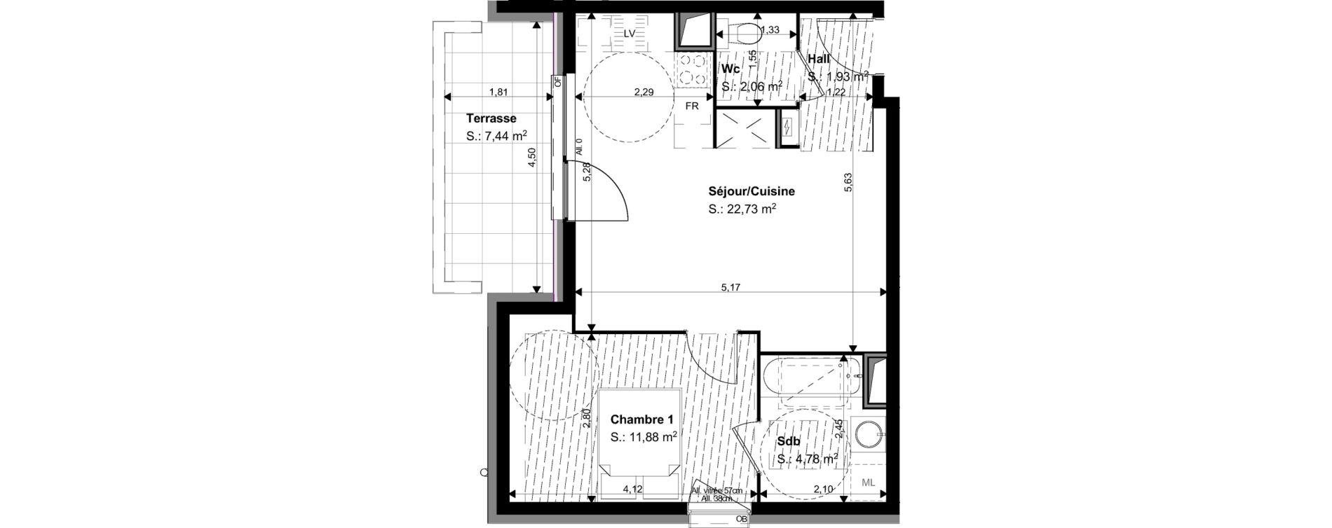 Appartement T2 de 43,38 m2 &agrave; Mulhouse Drouot - barban&egrave;gre