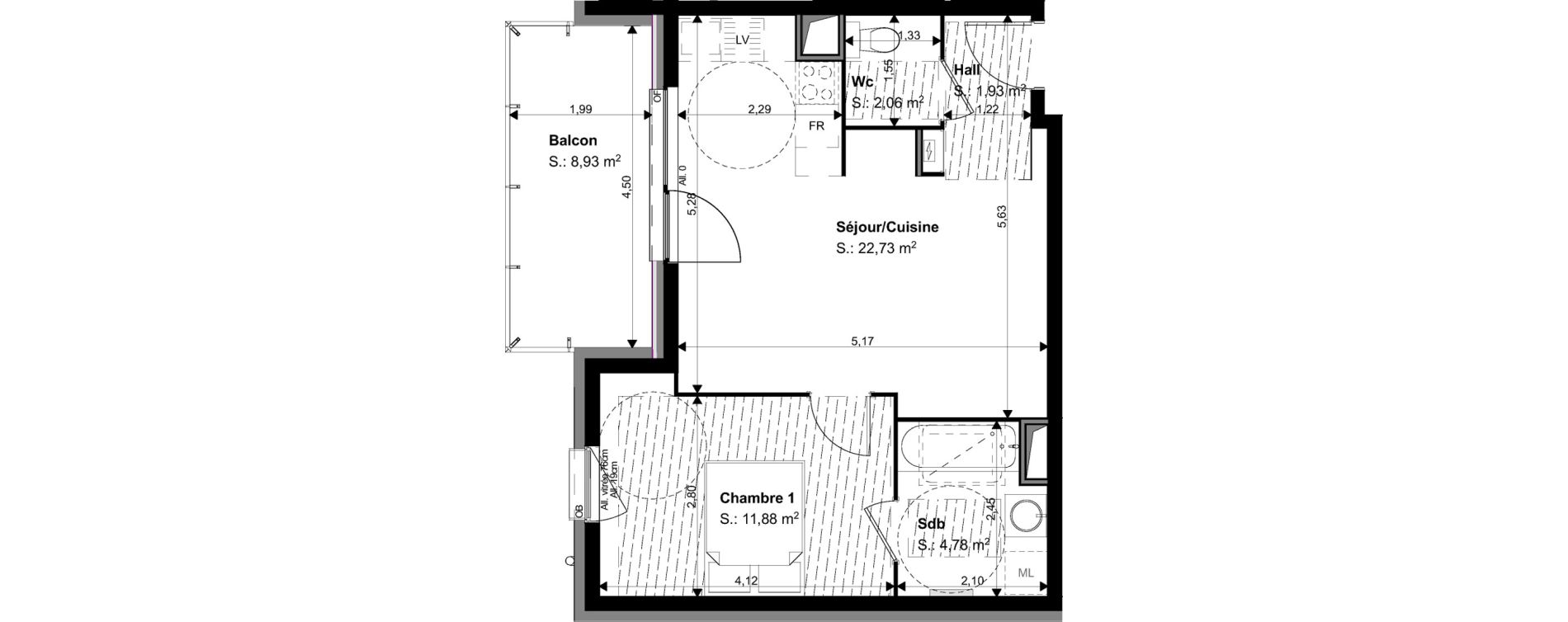 Appartement T2 de 43,38 m2 &agrave; Mulhouse Drouot - barban&egrave;gre